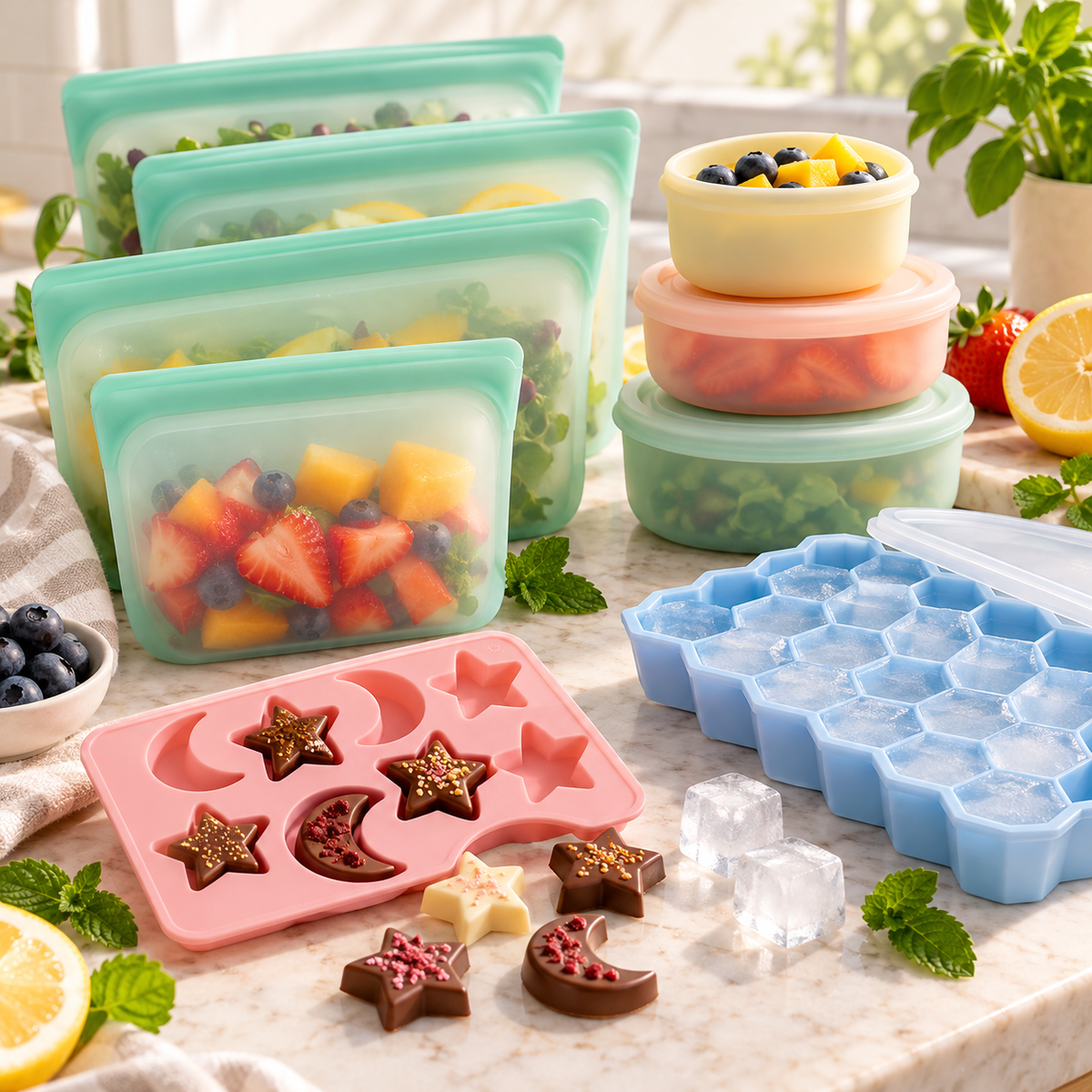 Sili-Cool Essentials assortment of silicone storage, ice, candy molds