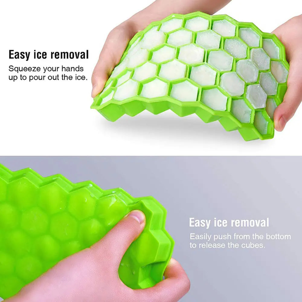 Honeycomb Silicone Ice Cube Tray with Lid – 37 Cavities